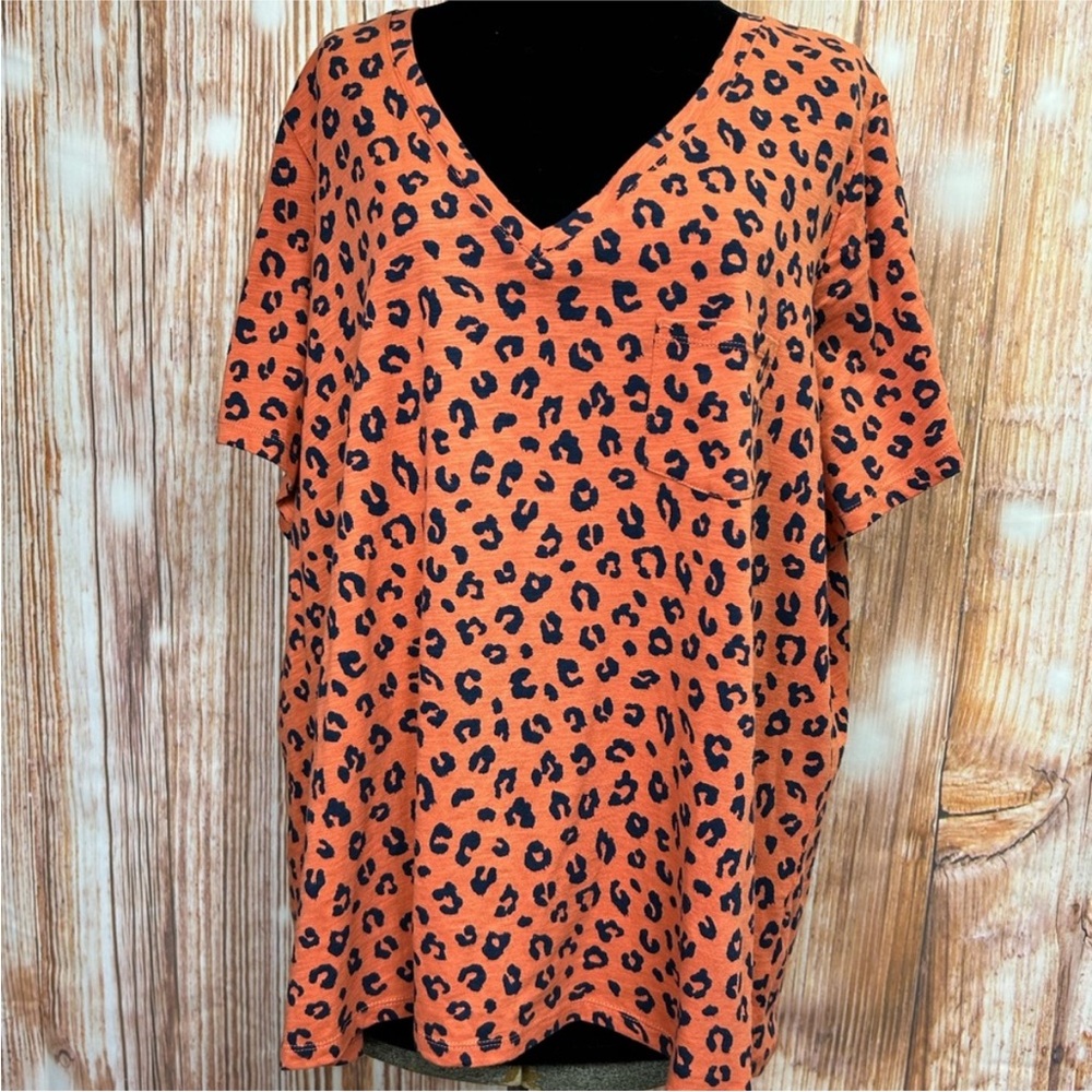 A&I Plus Size Leopard Print V-Neck Top